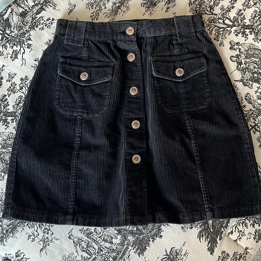 Vintage Corduroy Black Mini Skirt